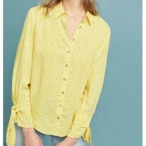 Anthropologie Maeve Blithe Button Down Blouse Top Yellow Women's Size 4